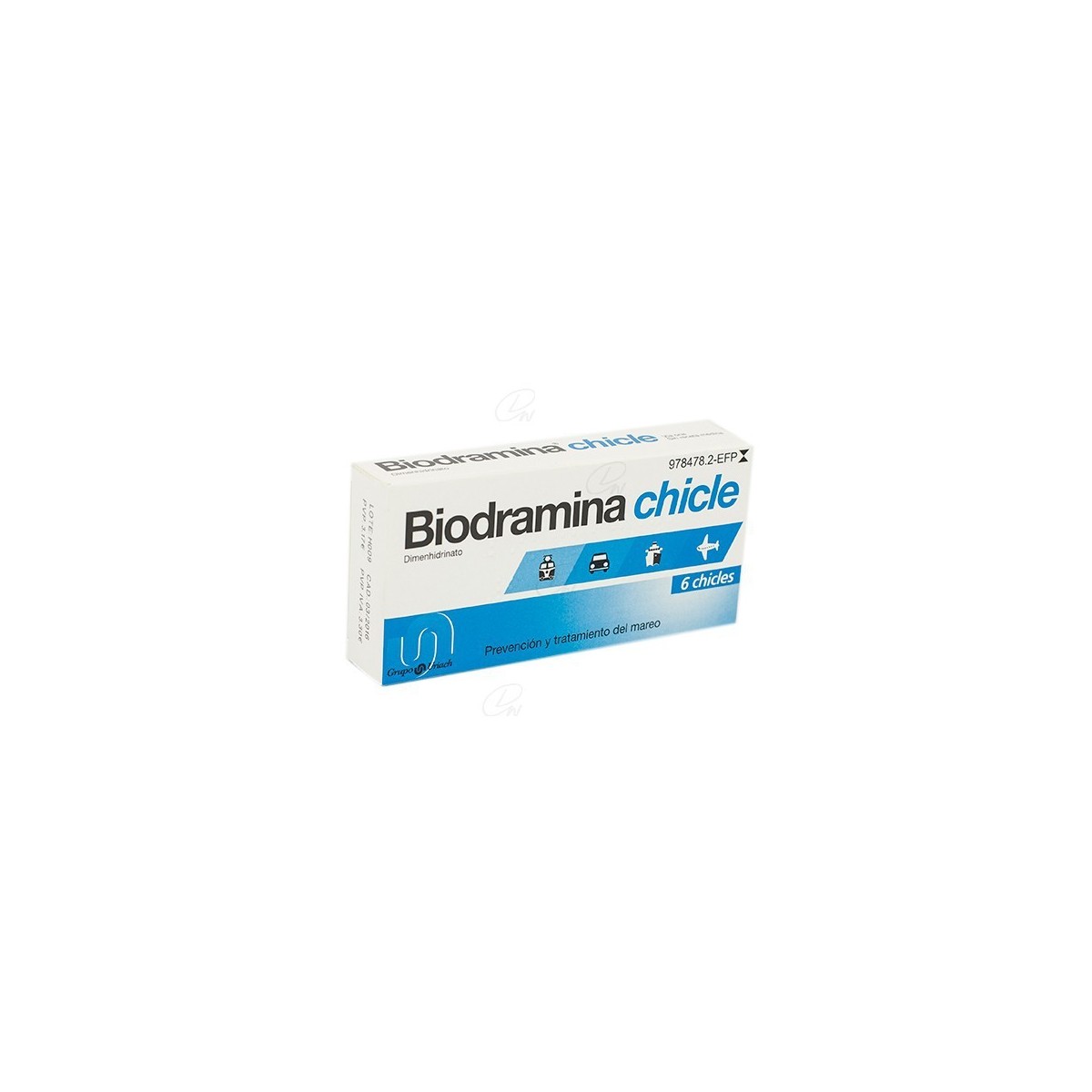 BIODRAMINA 20 mg CHICLES MEDICAMENTOSOS, 6 chicles