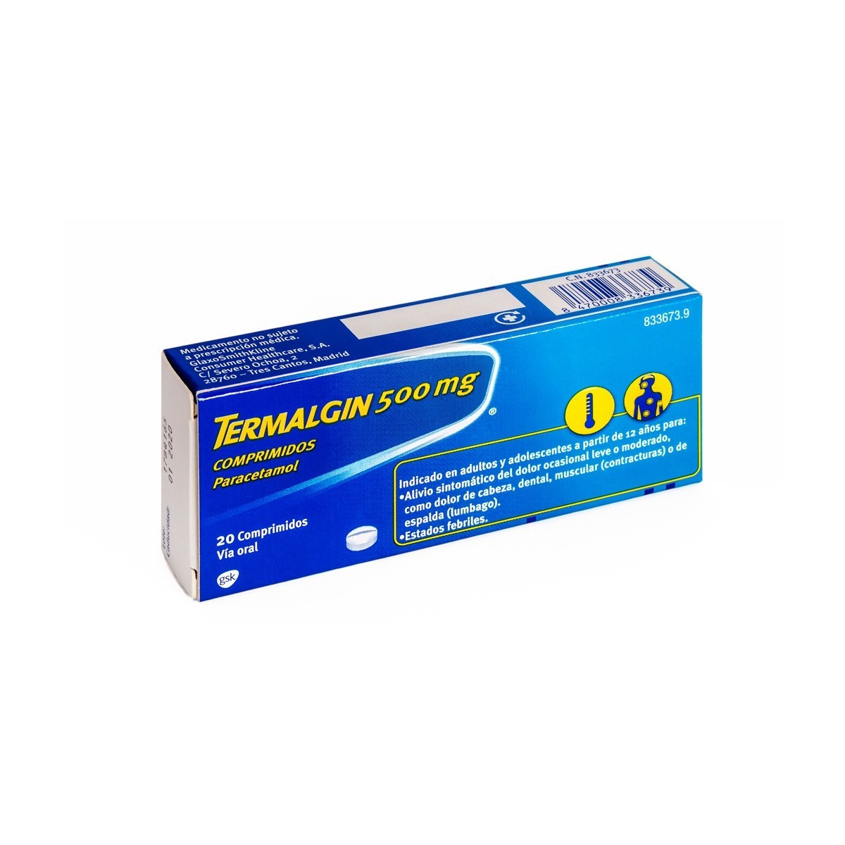 TERMALGIN 500 mg COMPRIMIDOS, 20 comprimidos