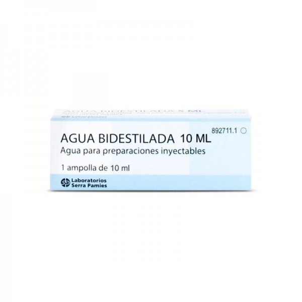 AGUA BIDESTILADA AMPOLLAS, 1 ampolla de 10 ml