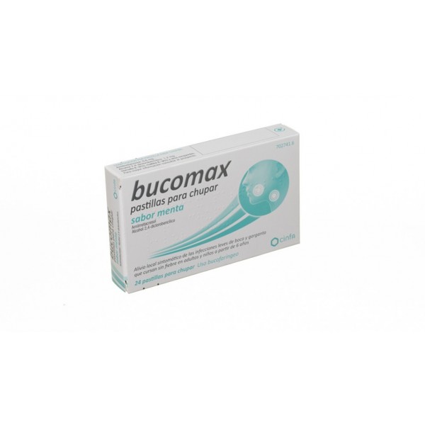 BUCOMAX PASTILLAS PARA CHUPAR SABOR MENTA, 24 pastillas
