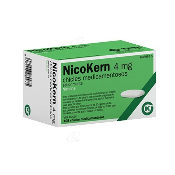 NICOKERN 4 MG CHICLES MEDICAMENTOSOS SABOR MENTA, 108...