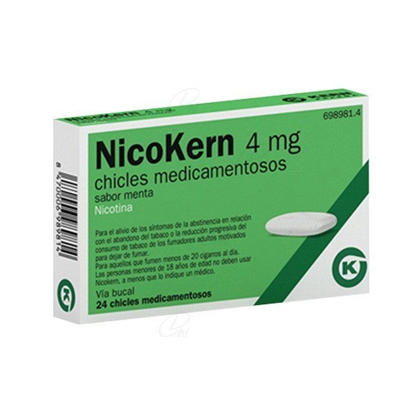 NICOKERN 4 MG CHICLES MEDICAMENTOSOS SABOR MENTA, 24 chicles
